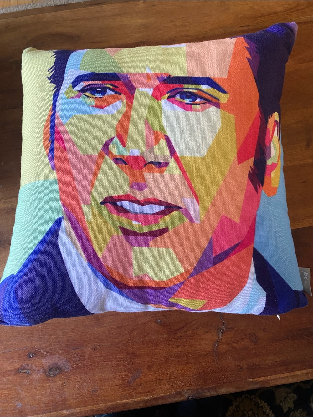 Colorful Nicolas Cage Face Throw Pillow